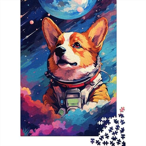 Puzzle für Erwachsene, künstlerischer Astronauten-Corgi, 300-teiliges Puzzle, Holzpuzzle für Kinder ab 18 Jahren, Lernspiel, 300 Teile (40 x 28 cm) von XJmoney