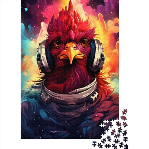 Puzzle für Erwachsene, künstlerischer Astronautenhahn, 500 Teile, Puzzle für Erwachsene, Holzpuzzle für Erwachsene und ab 18 Jahren, anspruchsvolles Spiel, 500 Teile (52 x 38 cm) von XJmoney