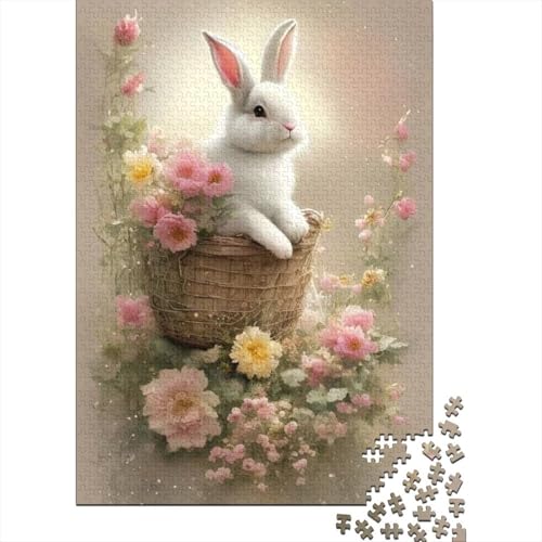 Puzzle für Erwachsene, süßer Hase, 500-teiliges Puzzle, Holzpuzzle für Kinder ab 18 Jahren, anspruchsvolles Spiel, 500 Teile (52 x 38 cm) von XJmoney