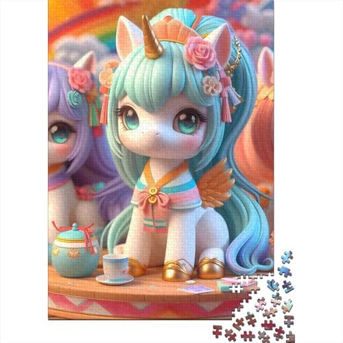 Puzzle für Erwachsene, süßes Einhorn, 300-teiliges Puzzle für Erwachsene, Holzpuzzle für Erwachsene und ab 18 Jahren, anspruchsvolles Spiel, 300 Teile (40 x 28 cm) von XJmoney