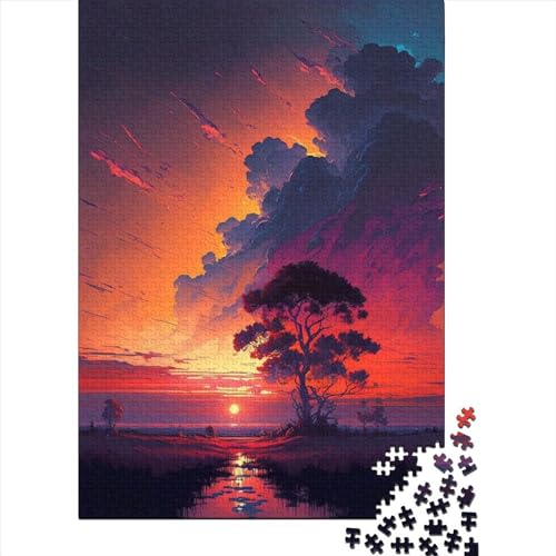 Puzzle für Erwachsene „Baum_am_Fluss_Sonnenuntergang“, anspruchsvolles Denkspiel, 300 Teile (40 x 28 cm) von XJmoney