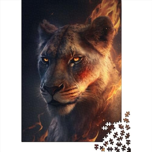 Puzzle für Erwachsene „Feuerlöwin“, anspruchsvolles Denkspiel, 500 Teile (52 x 38 cm) von XJmoney