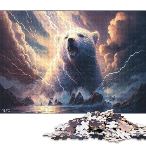 Puzzle für Erwachsene 500 Teile, Tierkunst, Eisbär, kreatives rechteckiges Puzzle, Dekomprimierungsspiel, 500 Teile (52 x 38 cm) von XJmoney