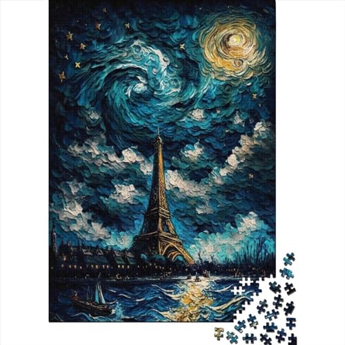 Puzzle für Erwachsene See am Eiffelturm Kreative rechteckige Puzzles, Holzpuzzle 300 Teile (40 x 28 cm) von XJmoney