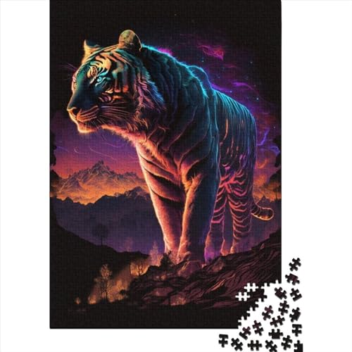 Puzzle für Erwachsene Synthwave Tiger1 Puzzles, anspruchsvolles Denkspiel, 500 Teile (52 x 38 cm) von XJmoney