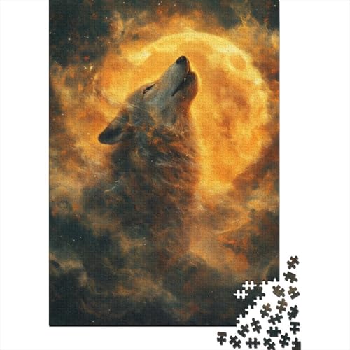 Puzzle für Erwachsene mit 1000 Teilen, Wolf_Moon, Puzzle mit 1000 Teilen, Lernpuzzle, 1000 Teile (75 x 50 cm) von XJmoney