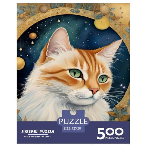 Puzzle für Erwachsene und Jugendliche, Art Cat, Holzpuzzle, Erwachsene ab 14 Jahren, 500 Teile (52 x 38 cm) von XJmoney