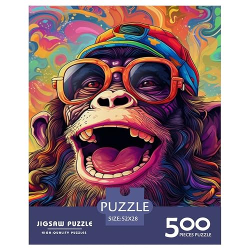 Puzzle für Erwachsene und Jugendliche, Art Gorilla, Holzpuzzle, Erwachsene ab 14 Jahren, 500 Teile (52 x 38 cm) von XJmoney