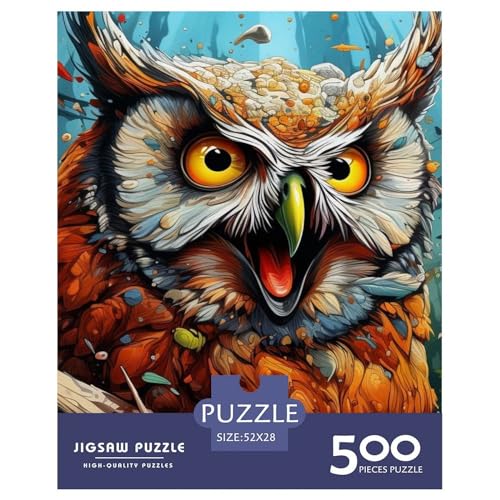 Puzzle für Erwachsene und Jugendliche, Eulen-Tiere, Holzpuzzle, Erwachsene ab 14 Jahren, 500 Teile (52 x 38 cm) von XJmoney