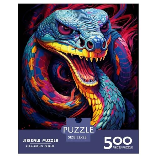 Puzzle für Erwachsene und Jugendliche, Kunst-Tierschlange, Holzpuzzle, Erwachsene ab 14 Jahren, 500 Teile (52 x 38 cm) von XJmoney