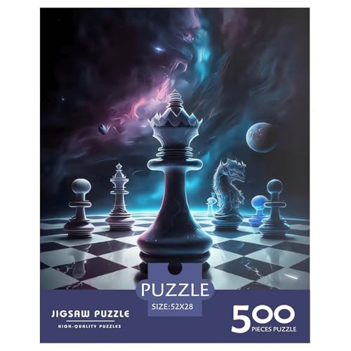 Puzzle für Erwachsene und Jugendliche, Schach im Weltraum, Holzpuzzle für Erwachsene, Teenager-Geschenk, 500 Teile (52 x 38 cm) von XJmoney