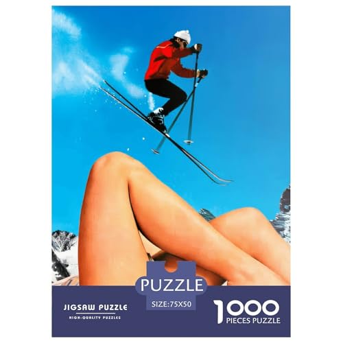 Puzzle für Erwachsene und Jugendliche, Skizeit, Holzpuzzle für Erwachsene, Teenager-Geschenk, 1000 Teile (75 x 50 cm) von XJmoney