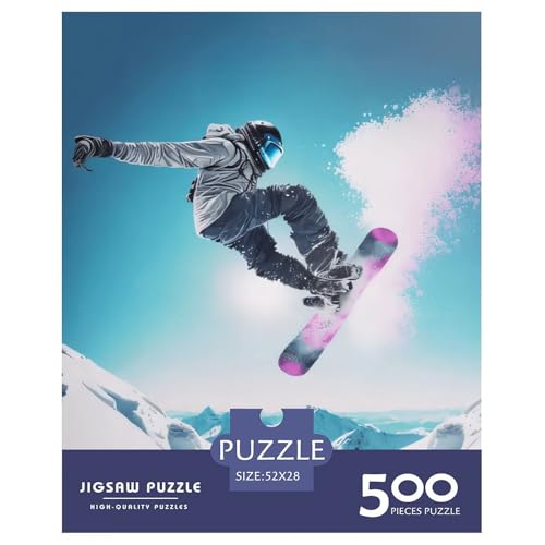 Puzzle für Erwachsene und Jugendliche, Snowboard, Holzpuzzle, Erwachsene ab 14 Jahren, 500 Teile (52 x 38 cm) von XJmoney