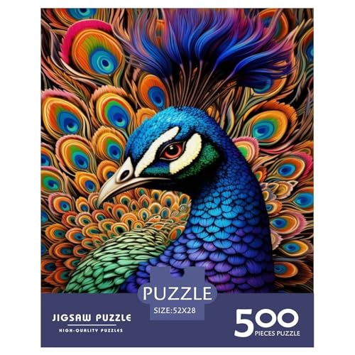 Puzzle für Erwachsene und Jugendliche, Tier-Pfau, Holzpuzzle, Erwachsene ab 14 Jahren, 500 Teile (52 x 38 cm) von XJmoney