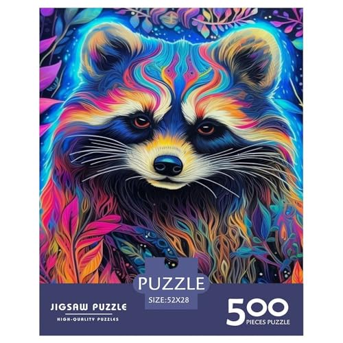 Puzzle für Erwachsene und Jugendliche, künstlerische Zibetkatze, Holzpuzzle, Puzzle für Erwachsene, ab 14 Jahren, 500 Teile (52 x 38 cm) von XJmoney