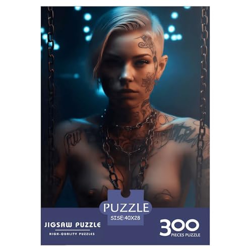 Puzzle für Erwachsene und Jugendliche, nacktes tätowiertes Mädchen, Holzpuzzle, Erwachsene ab 14 Jahren, 300 Teile (40 x 28 cm) von XJmoney