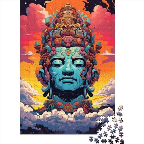 Puzzle für Erwachsene und Teenager, farbenfrohe, künstlerische Buddha-Statue, 500-teiliges Puzzle, Holzpuzzle für Erwachsene, Geschenke, Familiendekoration, 500 Teile (52 x 38 cm) von XJmoney