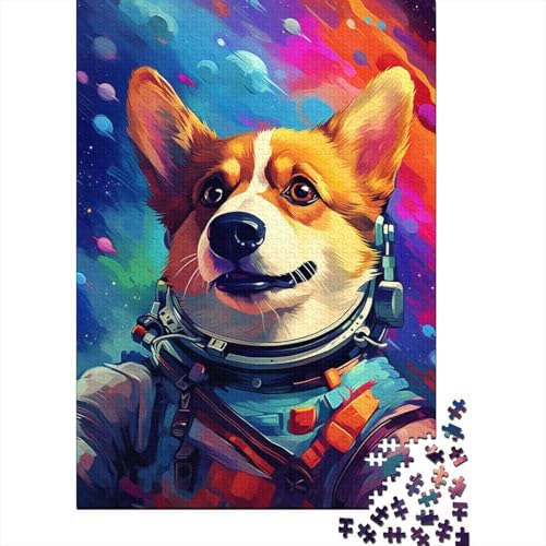 Puzzle für Erwachsene und Teenager, künstlerisches Astronauten-Corgi-Puzzle, 1000 Teile, Holzpuzzle für Kinder, lustige Puzzlespiele für die ganze Familie, 1000 Teile (75 x 50 cm) von XJmoney