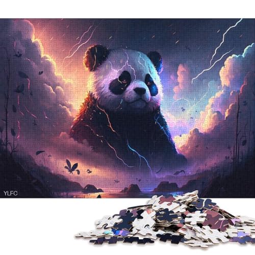 Puzzle für Kinder, 1000 Teile, Puzzle für Kinder, Tierkunst, Panda, kreative rechteckige Puzzles, Puzzle, Geschenk-Puzzle 1000 Teile (75 x 50 cm) von XJmoney