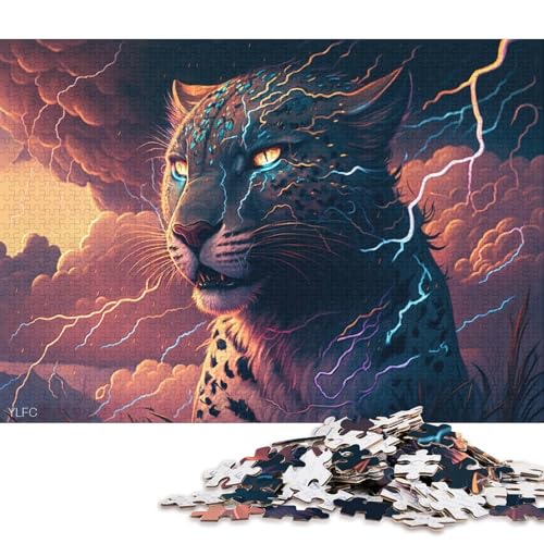 Puzzle für Kinder, 1000 Teile, Tier-Leoparden-Puzzle für Kinder, anspruchsvolles Denkspiel, 1000 Teile (75 x 50 cm) von XJmoney