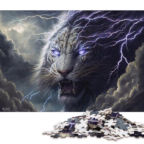 Puzzle für Kinder, 300 Teile, klassischer weißer Fantasy-Tiger, Puzzle, entspannendes Puzzle, Puzzlespiel, Denksportaufgaben, 300 Teile (40 x 28 cm) von XJmoney