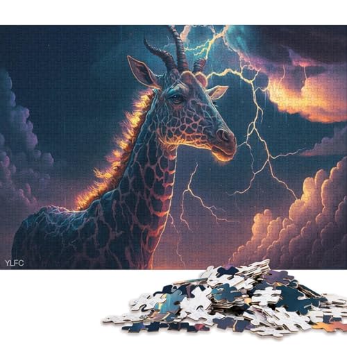 Puzzle für Kinder, 500 Teile, Puzzle für Kinder, Fantasiekunst, Giraffe, kreative rechteckige Puzzles, Puzzle, Geschenk-Puzzle 500 Teile (52 x 38 cm) von XJmoney