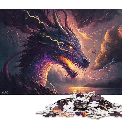 Puzzle für Kinder, Fantasie-Puzzle mit chinesischem Drachen, 300-teiliges Puzzle, kreatives rechteckiges Denkspiel, 300 Teile (40 x 28 cm) von XJmoney