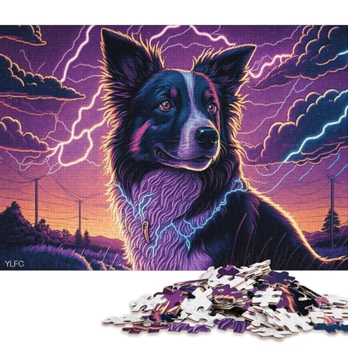 Puzzle für Kinder, Fantasy-Kunst, Border Collie, Puzzle 300 Teile, kreatives rechteckiges Puzzle, Denksportspiel, 300 Teile (40 x 28 cm) von XJmoney