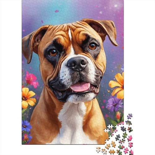 Puzzle für Kinder, Kunst, Blumen, Hunde, 500-teiliges Puzzle für Kinder, Holzpuzzle für Kinder ab 18 Jahren, Lernspielzeug, 500 Teile (52 x 38 cm) von XJmoney