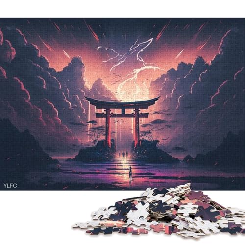 Puzzle für Kinder, Kunst, Japanisches Torii-Tor, Puzzle 1000 Teile, kreatives rechteckiges Puzzle, Denksportspiel, 1000 Teile (75 x 50 cm) von XJmoney