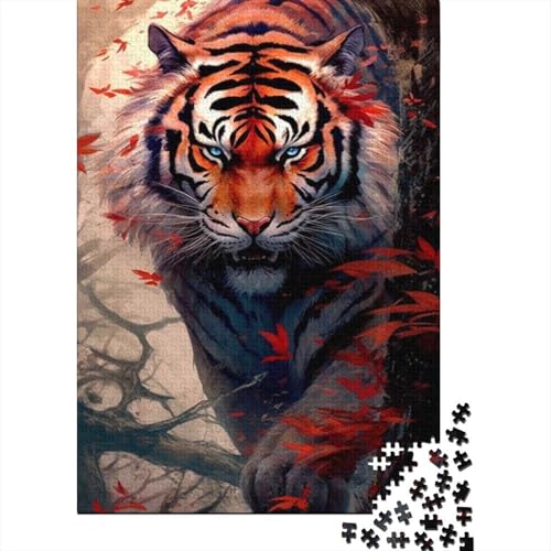 Puzzle für Kinder, Tierkunst, Tiger, 1000-teiliges Puzzle für Kinder, Holzpuzzle für Kinder ab 18 Jahren, Spielzeug-Wanddekoration (75 x 50 cm) von XJmoney