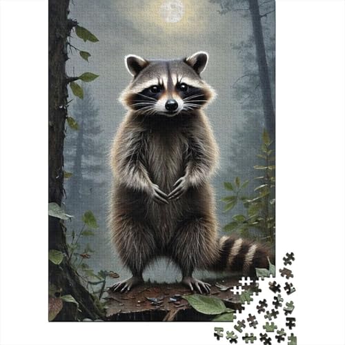 Puzzle für Kinder, Tierkunst, Waschbär, 300-teiliges Puzzle, Holzpuzzle, geeignet für Kinder zur Heimdekoration, 300 Stück (40 x 28 cm) von XJmoney