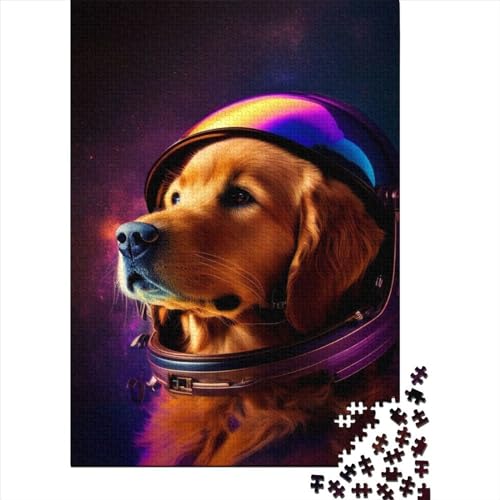 Puzzle für Kinder, Weltraum-Golden Retriever 2, Holzpuzzle für Erwachsene und Kinder, Challenge Family, 300 Teile (40 x 28 cm) von XJmoney