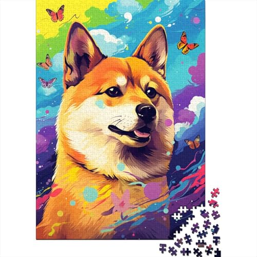 Puzzle für Kinder, farbenfrohes Corgi-Kunstpuzzle, 1000 Teile, Holzpuzzle für Kinder ab 18 Jahren, Lernspiel (75 x 50 cm) von XJmoney