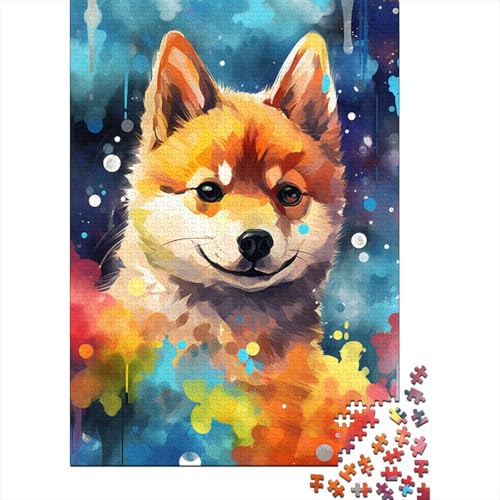 Puzzle für Kinder, farbenfrohes Corgi-Kunstpuzzle, 500 Teile, Holzpuzzle für Kinder ab 18 Jahren, Spielzeug-Wanddekoration (52 x 38 cm) von XJmoney