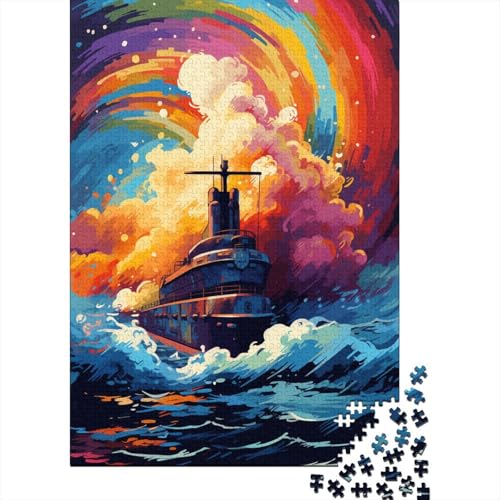 Puzzle für Kinder, farbenfrohes Flugzeugträgerschiff, 300-teiliges Puzzle, Holzpuzzle für Kinder ab 18 Jahren, Unmögliches Puzzle 300 Teile (40 x 28 cm) von XJmoney