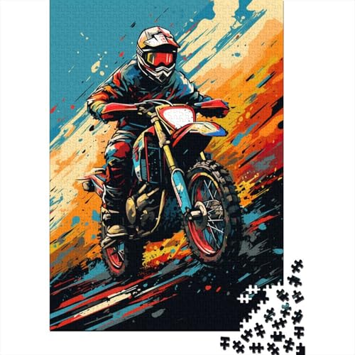 Puzzle für Kinder, farbenfrohes Kunst-Bergmotorrad, 1000-teiliges Puzzle, Holzpuzzle für Kinder ab 18 Jahren, Spielzeug-Wanddekoration (75 x 50 cm) von XJmoney