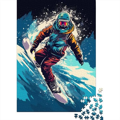 Puzzle für Kinder, farbenfrohes Kunst-Skifahren, 1000-teiliges Puzzle, Holzpuzzle für Kinder ab 18 Jahren, Spielzeug-Wanddekoration (75 x 50 cm) von XJmoney