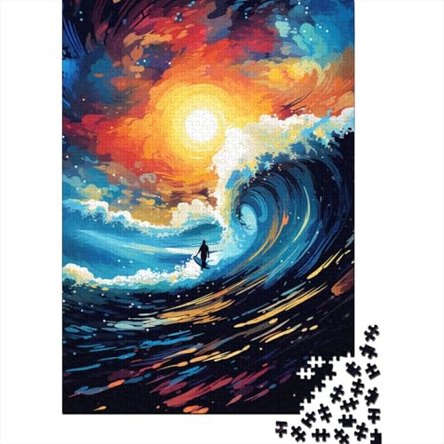 Puzzle für Kinder, farbenfrohes Kunst-Surfen, 1000-teiliges Puzzle, Holzpuzzle für Kinder ab 18 Jahren, Spielzeug-Wanddekoration (75 x 50 cm) von XJmoney