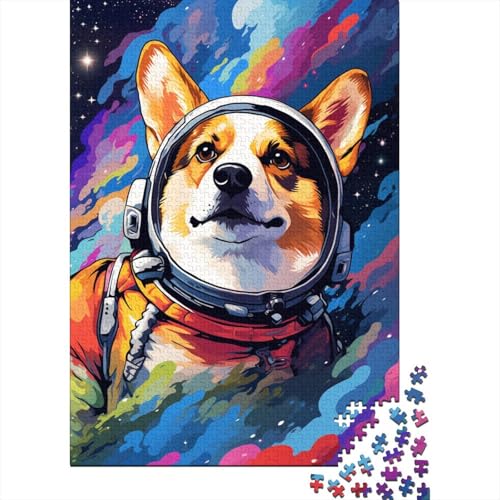 Puzzle für Kinder, künstlerischer Astronauten-Corgi, 300-teiliges Puzzle, Holzpuzzle für Erwachsene und anspruchsvolles Spiel, 300 Teile (40 x 28 cm) von XJmoney