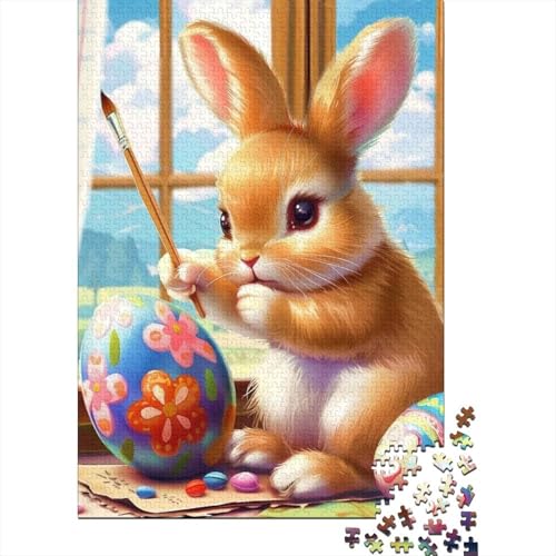 Puzzle für Kinder, süßes Tierkaninchen, 1000-teiliges Puzzle, Holzpuzzle für Erwachsene und herausforderndes Spiel, 1000 Teile (75 x 50 cm) von XJmoney