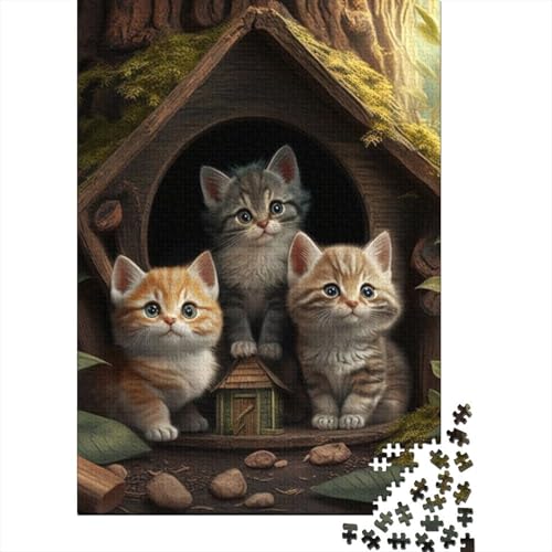 Puzzle für Teenager, Kunst, Tier, Katze, 300-teiliges Holzpuzzle für Kinder, Lernspiele, 300 Teile (40 x 28 cm) von XJmoney