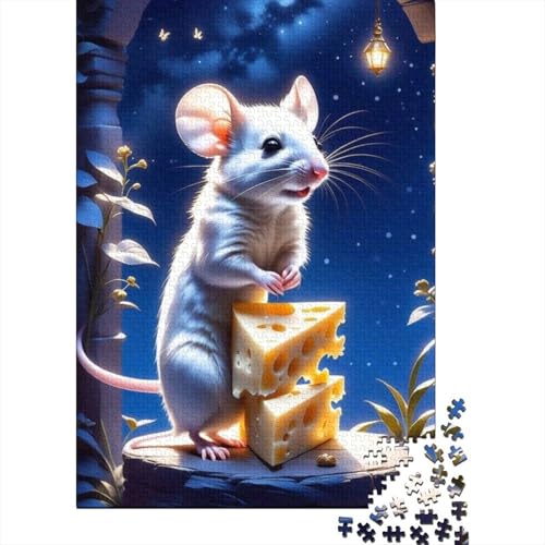 Puzzle für süße Maus, 1000-teiliges Puzzle für Erwachsene, Holzpuzzle für Erwachsene und zum Stressabbau, 1000 Teile (75 x 50 cm) von XJmoney