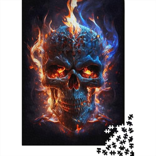 Puzzle mit 1000 Teilen, Feuerschädel, Puzzle für Erwachsene, Holzpuzzle, pädagogisches Stressabbau-Spielzeug, Puzzle, 1000 Stück (75 x 50 cm) von XJmoney