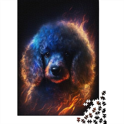 Puzzle mit 1000 Teilen, Feuertier-Pudel, Puzzle für Erwachsene, Holzpuzzle, pädagogisches Stressabbau-Spielzeug, Puzzle, 1000 Stück (75 x 50 cm) von XJmoney