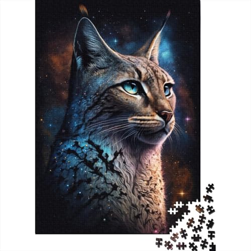 Puzzle mit 1000 Teilen, Luchs, Tier-Galaxie, Puzzle für Erwachsene, Holzpuzzle, pädagogisches Stressabbau-Spielzeug, Puzzle, 1000 Stück (75 x 50 cm) von XJmoney