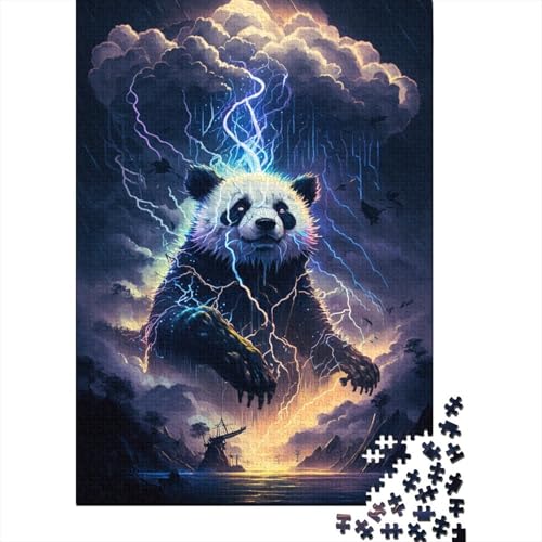 Puzzle mit 1000 Teilen, Tier-Panda-Fantasie, quadratisches Puzzle für Kinder, Holzpuzzle, Lernspielzeug, 1000 Stück (75 x 50 cm) von XJmoney