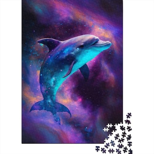 Puzzle mit 1000 Teilen, Tiere, Galaxie, Delfin, Puzzle, Holzpuzzle, Familienaktivität, 1000 Stück (75 x 50 cm) von XJmoney