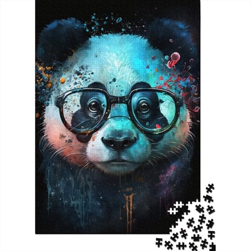 Puzzle mit 1000 Teilen, kosmischer Panda mit Brille, Puzzle für Erwachsene, Holzpuzzle, pädagogisches Stressabbau-Spielzeug, Puzzle, 1000 Stück (75 x 50 cm) von XJmoney