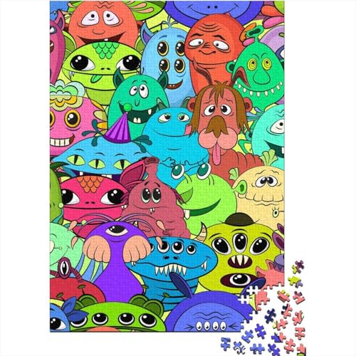 Puzzle mit 300 Teilen, farbenfrohe Cartoon-Monster-Puzzles, Holzpuzzles für Erwachsene und ab 18 Jahren, Denkspiel, 300 Teile (40 x 28 cm) von XJmoney